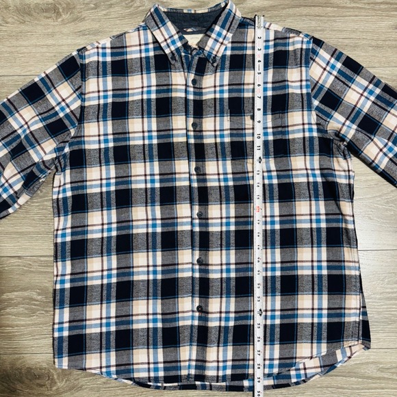 Weatherproof Vintage Men's Plaid Flannel Button Down Shirt XL/EG Blue Black - Picture 10 of 11